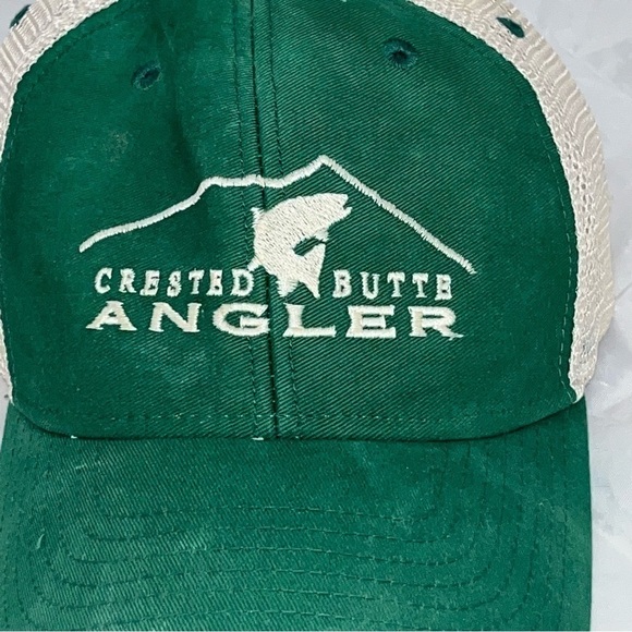 Ouray Crested Butte Angler Fly Fishing Green & Cream Trucker Hat - Picture 4 of 9